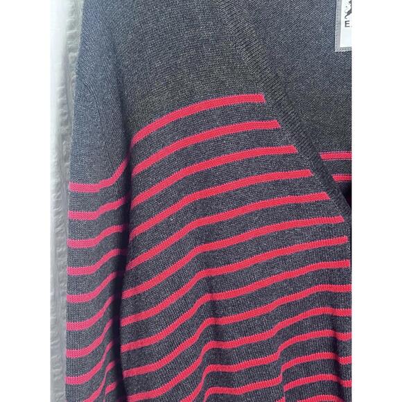 Express Cardigan Sweater Men’s Size Large Grey Red Striped V-neck Button Up - Picture 4 of 9